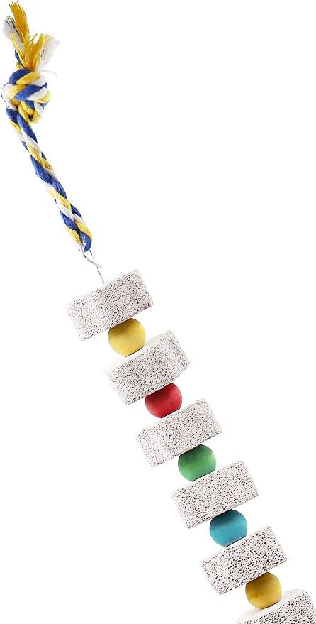 2 Pack 27 Inches Extra Long Bird Chewing Toy, Parrot Beak Grinding Calcium Stone with Bells, Bird Cage Accessories, Cage Toys for Cockatiel Parakeet Parrot Budgies Rat Hamster Rabbit African Grey-PawvioPets