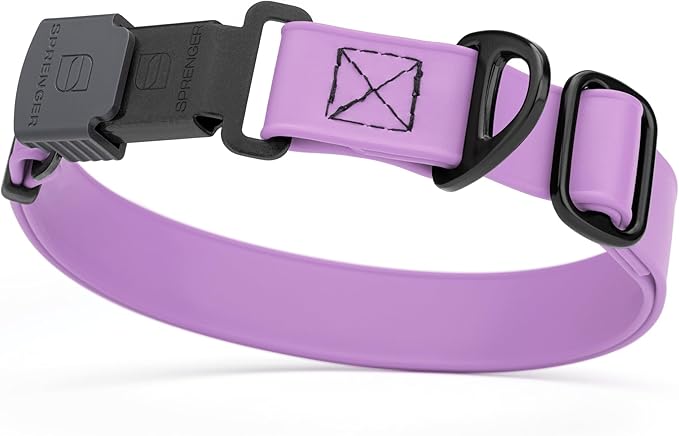 Dogline Biothane Waterproof Dog Collar with Herm Sprenger Stainless Steel Quick Release Buckle – Heavy Duty Tactical Durable Collar for Dogs – Comfortable and Safe Pet Collar W 3/4" L 12-19" Amethyst-PawvioPets