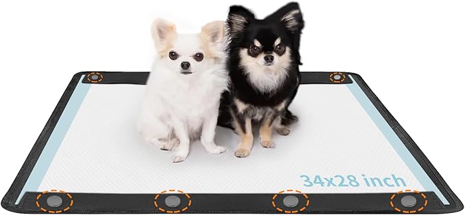 Dog Pee Pad Holder, Oxford Cloth Material, Fit 28"x34" Pad,Puppy Pad Holder, 8 Powerfu Magnetic Clips, Indoor Dog Potty, Black-PawvioPets