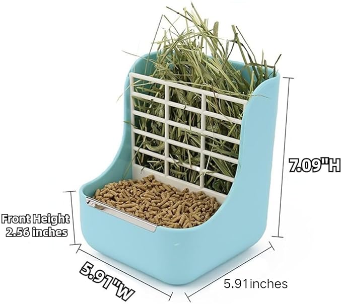 2 in 1 Food Hay Feeder for Guinea Pig, Rabbit Feeder, Indoor Hay Feeder for Guinea Pig, Rabbit, Chinchilla, Feed Bowls Use for Grass & Food (Yellow)-PawvioPets