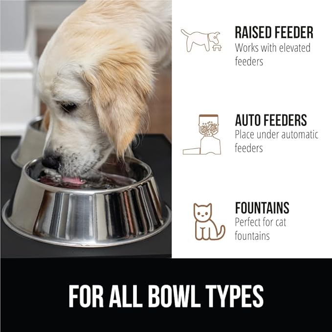 GORILLA GRIP 100% Waterproof Raised Edge BPA Free Silicone Pet Feeding Mat, Dog Cat Food Mats Contain Spills Protects Floors, Placemats for Cats and Dogs Water Bowl, Pets Accessories 16x10, Black-PawvioPets