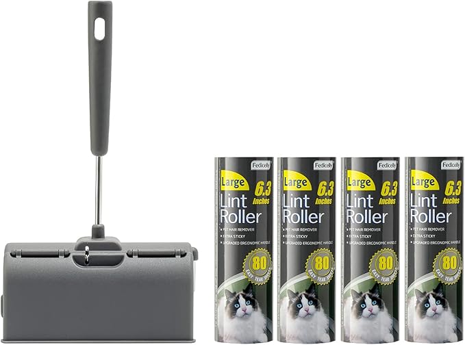 Fedicelly Lint Rollers Pet Hair Extra Sticky Furniture,Cat Dog Hair Remover Laundry Clothes Carpet, 6.3 inches Wider with 320 Sheets Large Lint Remover Brush for Couch-PawvioPets