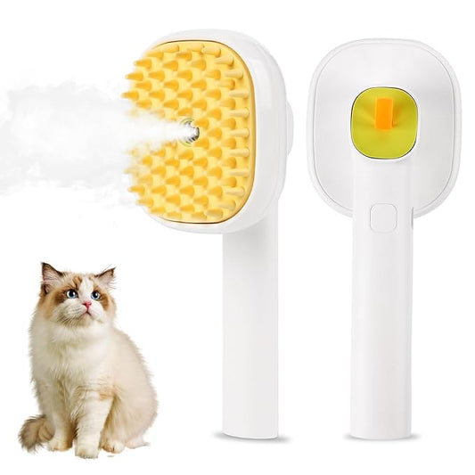 3-in-1 Cat & Dog Steam Brush – USB Rechargeable Spray Grooming Comb with Silicone Teeth – Anti-Static, Shedding Control & Massaging for All Hair Types Long/Short Hair Pets (Green)-PawvioPets