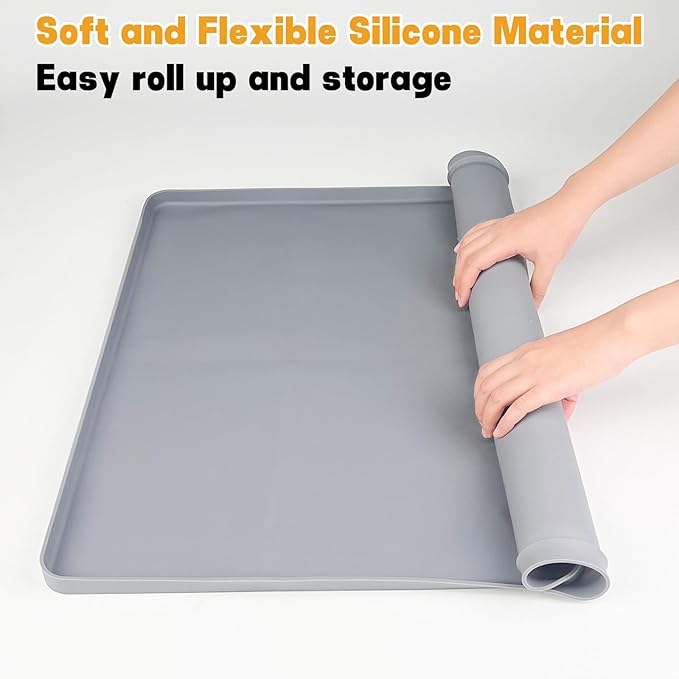 Dog Pee Pad Holder, Puppy Pad Holder Tray for 24'' x 24'' Training Pads, 15pcs Dog Potty Tray Set Include High Edge Silicone Mat & 6 Activated Charcoal Disposable Puppy Pads & 8 Holder Clamps-PawvioPets