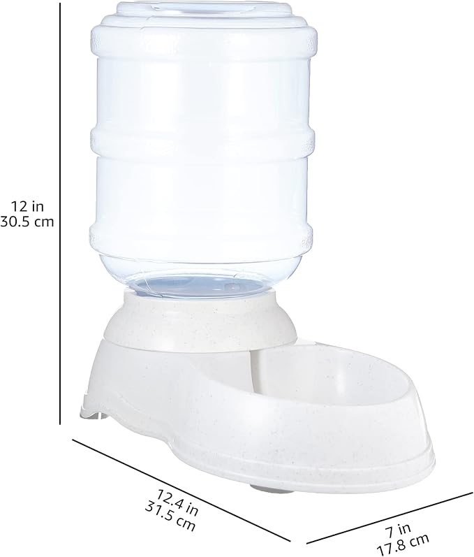 Amazon Basics Gravity Pet Water Dispenser for Cat, Dog, 1 gallon Capacity, Small, Gray-PawvioPets