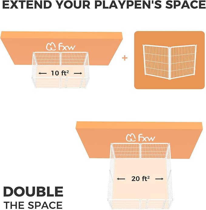 FXW Homeplus Unleashed Indoor Dog Playpen - Stress-Free and Safe Play, Heavy Duty 32 Inch 2 Wire Panels Dog Pen for Puppy and Small Dogs, White│Patented-PawvioPets