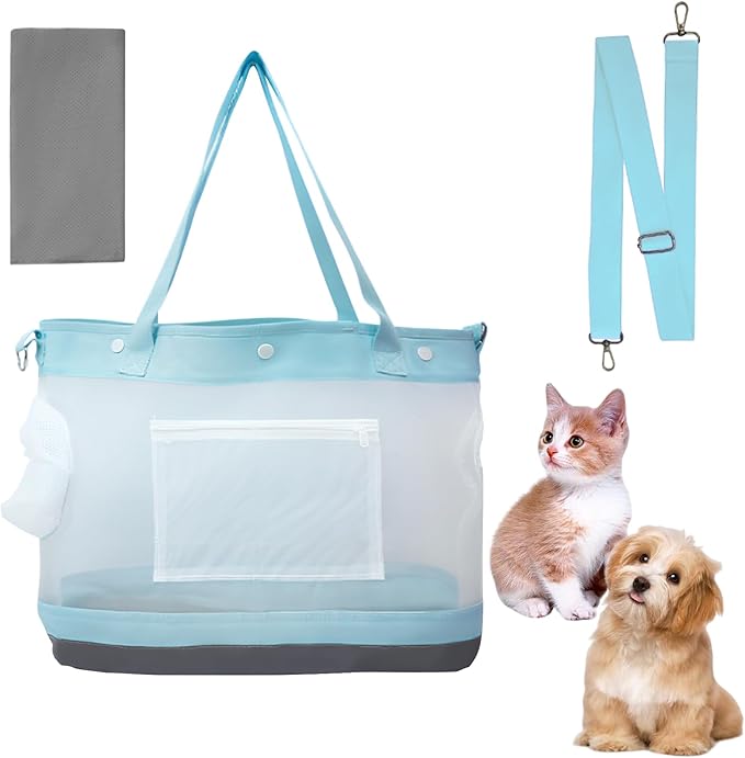 Dog Purse Carrier for Small Dogs Cat Kitty Puppy Rabbit Bunny Dog Cat Bag Carrier for Animals up to 22lbs Soft Sided Collapsible Pet Carrier Sling for Outing Travel Vet-Light Blue-PawvioPets