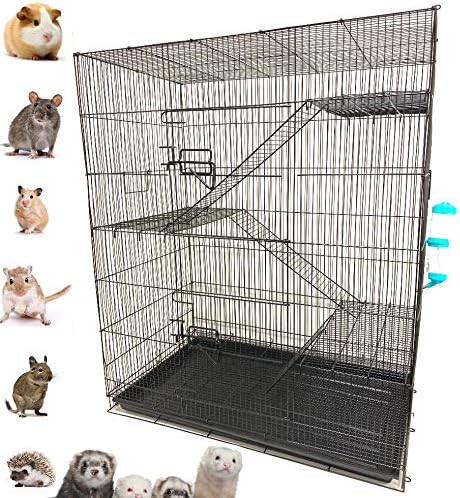 Extra Large 4-Floors with Tight 3/8-Inch Bar Spaing for Ferret Chinchilla Sugar Glider Rats Mice Hamster Gerbil Squirrel Rodent Degu Dagus Small Animal Critter Cage-PawvioPets
