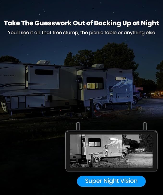 AUTO-VOX RV Backup Camera Wireless Plug and Play: Pre-Wired for Furrion System, IR Night Vision, HD 1080P 7.2'' DVR 3-Channels, Stable Signal & Wide Angle Rear View Camera for Trailer Camper Motorhome-PawvioPets