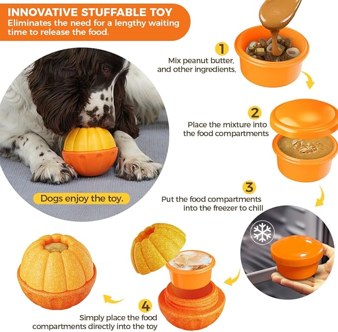 Dog Frozen Treat Toy to Keep Busy, Freezable Fillable Puzzle Treat Dispensing Toys, Dog Chew Toys for Aggressive Chewers, Interactive Enrichment Toys to Reduce Anxiety-PawvioPets