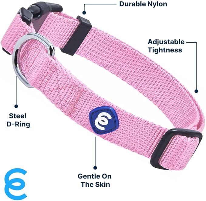 Blueberry Pet Essentials Large Dog Collar | Adjustable Fuchsia Pink Nylon Collar for Large Dogs | Stylish Girl Dog Collars | Secure Female Dog Collar with Eco-Friendly Buckles, 18"-26" Neck-PawvioPets