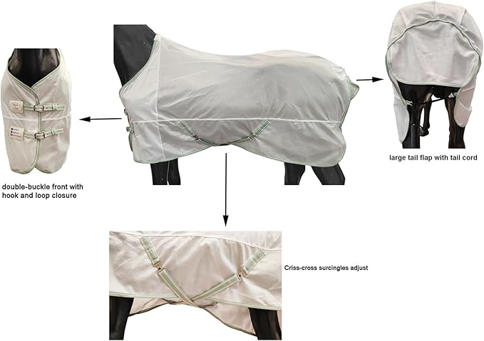 BARN & STABLE Breathable and Tear-Resistant Horse Fly Sheet with UV Protection Equine Summer Sheet Horse Fly Blanket with Removable Web Leg Straps-PawvioPets