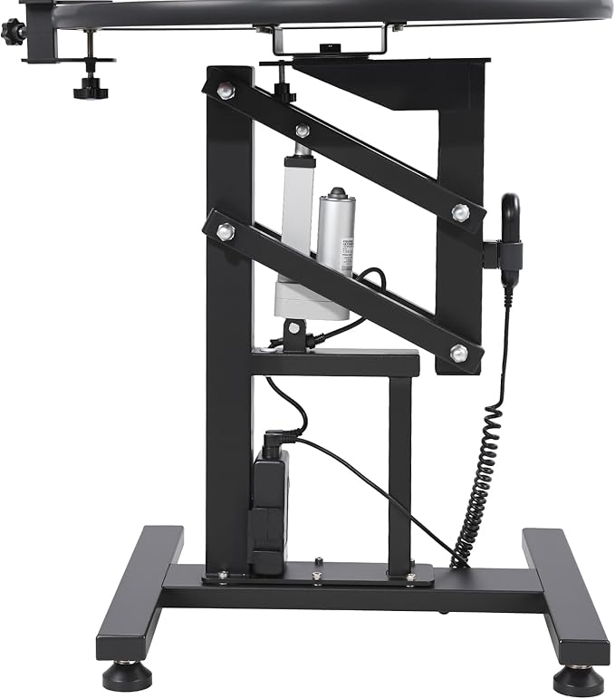 Electric Hydraulic Lift Pet Dog Grooming Table, 24Inch 360° Rotating Grooming Desktop for Small Dogs, with Overhead Arm, Wireless Remote, Tool Organizer, Black-PawvioPets