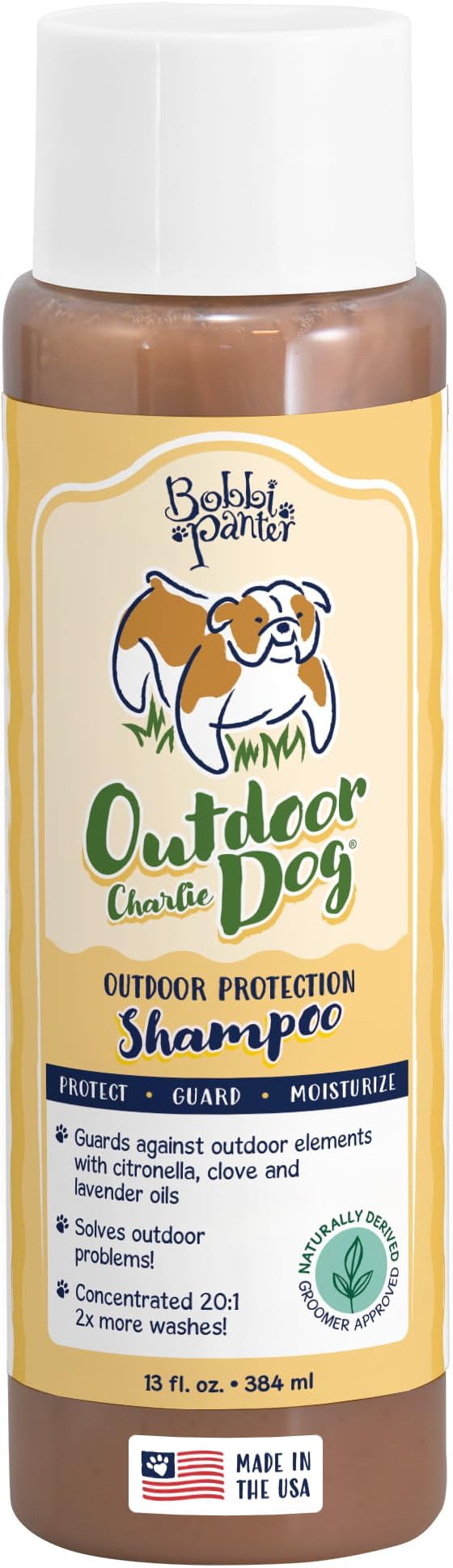 Bobbi Panter Outdoor Dog Shampoo - Made in USA - All Natural Formula for Soothes Itchy Skins - Concentrated 16:1 for Professional Grommers - Camomile Scent, 13 Oz (Case of 12)-PawvioPets