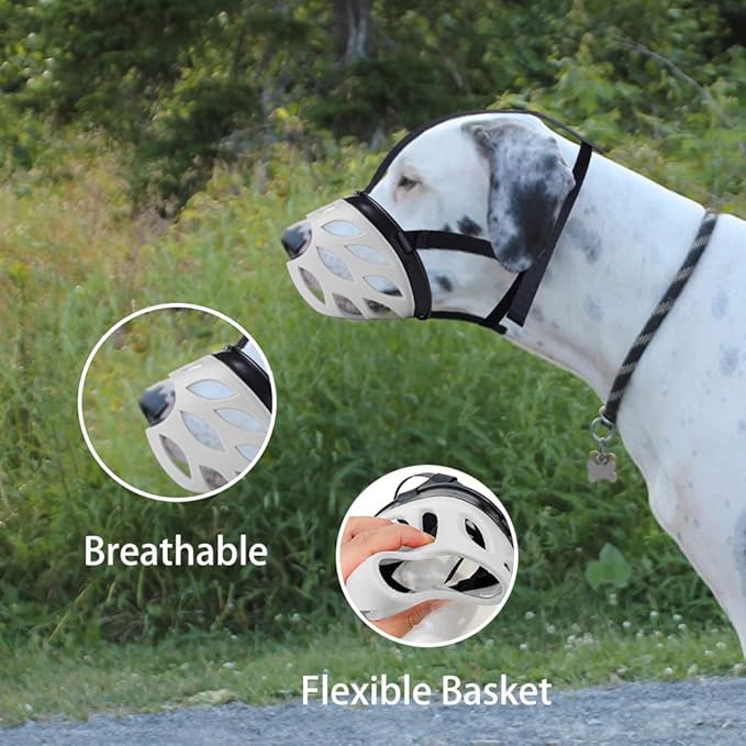 Dog Muzzle, Breathable Basket Muzzles for Small, Medium, Large and X-Large Dogs, Prevent Barking, Biting, Chewing Dog Mouth Cover Gray-PawvioPets
