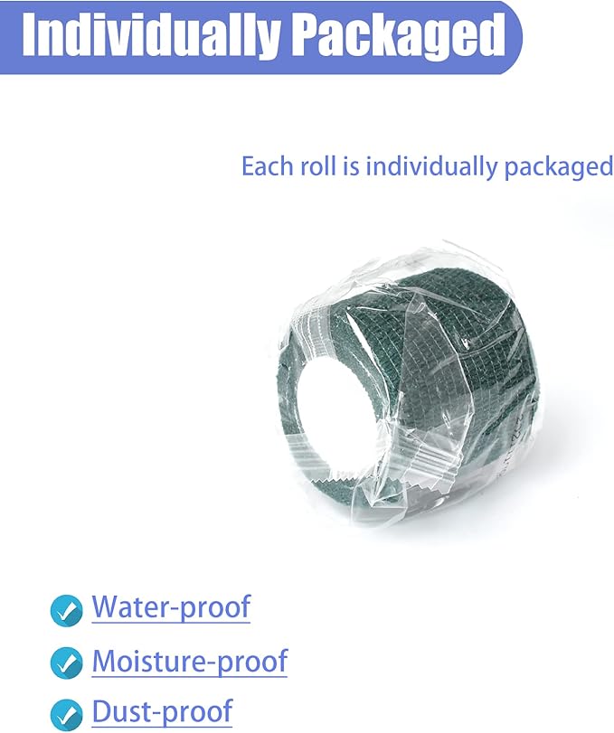 9 Pack 2" x 5 Yards Self Adhesive Bandage Wrap Self Stick Wrap for Ankle, Wrist, Finger, Sports, Breathable Cohesive Vet Tape for Pets (Dark Green)-PawvioPets