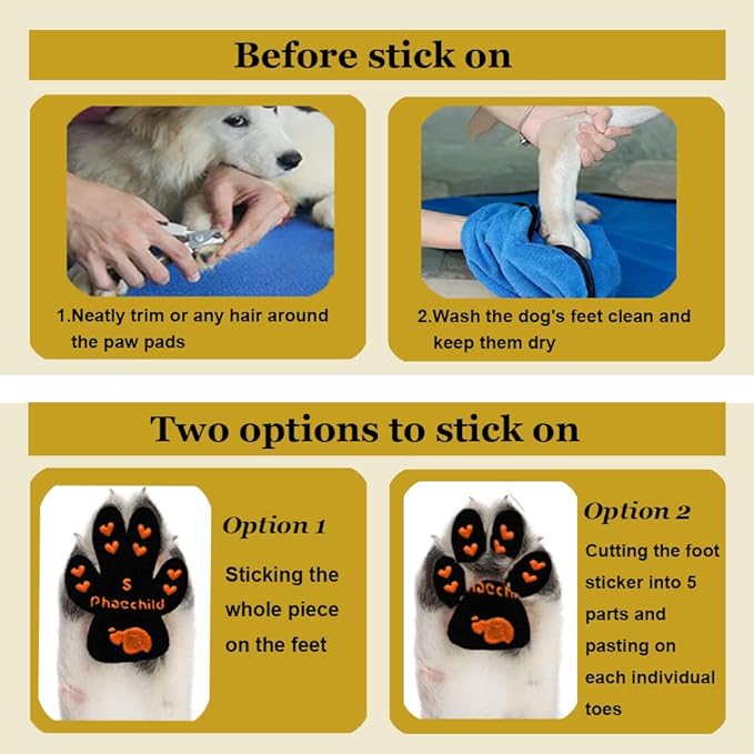 Dog Paw Pads Anti-Slip Grips,Dog Paw Protectors for Senior Dogs on Hot Pavement,Provides Traction to Keep Them from Slipping on Smooth Floors 20 sets-80 Pads Black L-PawvioPets