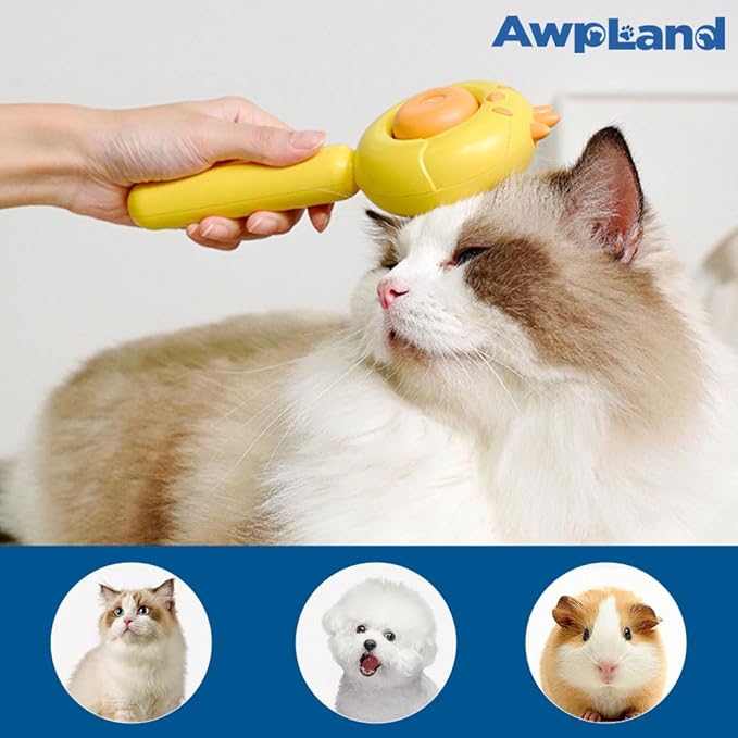 Cat Brush for Short or Long Haired Cats Dogs Rabbits, Cute Dog Brush with Release Button for Massage and Removes Loose Fur-PawvioPets
