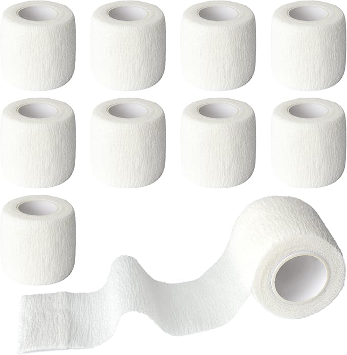 9 Pack 2" x 5 Yards Self Adhesive Bandage Wrap Self Stick Wrap for Ankle, Wrist, Finger, Sports, Breathable Cohesive Vet Tape for Pets (White)-PawvioPets