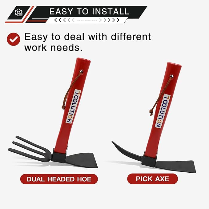 Garden Tool Set with Tool Box 4 Piece Heavy Duty Gardening Tools Kit with Hoe Rake Shovel Fork Non Slip Handle Garden Hand Tools for Digging Weeding Planting-PawvioPets