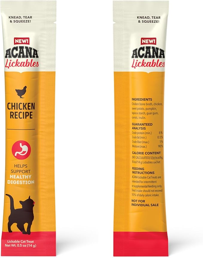 ACANA Lickables Cat Treats Chicken Recipe .5oz Tubes (5 Count)-PawvioPets