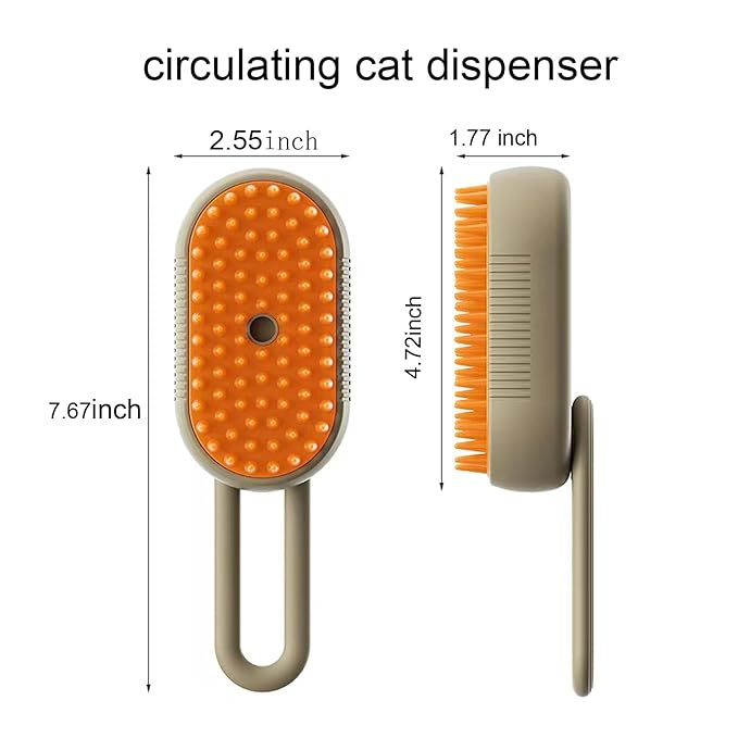 4-in-1 Cat Steam Brush Cat and Dog Anti-Static steam Brush with Spray for Massaging,cleaning,Shedding,Grooming,New Rechargeable Pet Grooming Brushes(cream khaki)-PawvioPets