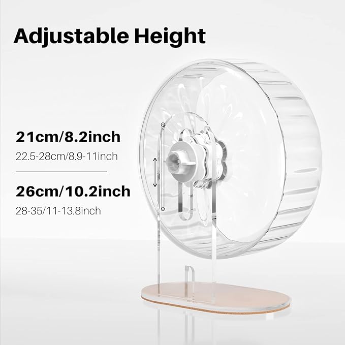 Bucatstate Hamster Exercise Wheel Super-Silent with Adjustable Base Dual-Bearing Cage Accessories Quiet Spinning Running Wheel for Dwarf Syrian Hamster Gerbils and Other Small Animals-PawvioPets