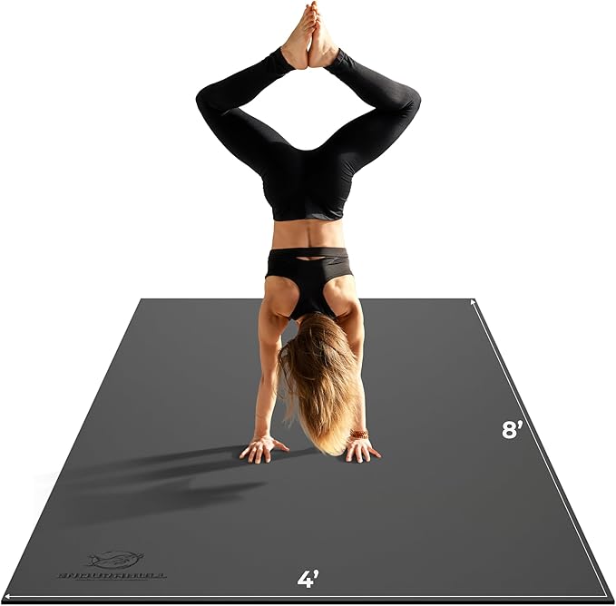 8FT x 4FT Extra Large Exercise Mat - PVC Floor Workout Mat with Carry Bag, Cleaning Cloth - Non slip Thick Workout Mats for Home Gym Flooring, Fitness Training Mat for Weights Pilates Cardio-PawvioPets