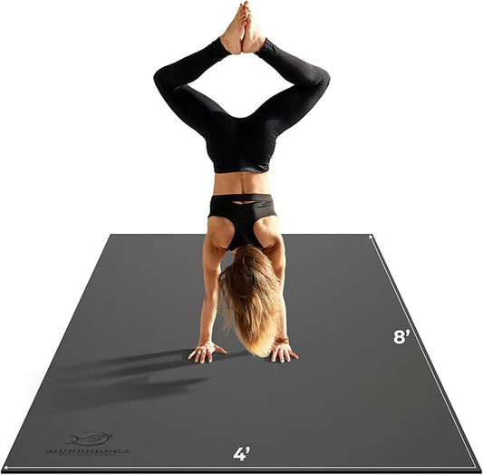 8FT x 4FT Extra Large Exercise Mat - PVC Floor Workout Mat with Carry Bag, Cleaning Cloth - Non slip Thick Workout Mats for Home Gym Flooring, Fitness Training Mat for Weights Pilates Cardio-PawvioPets