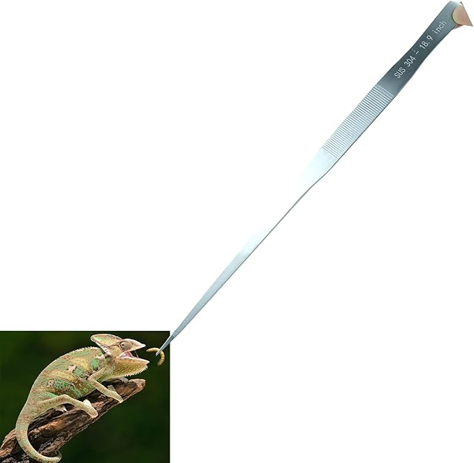 Extra Long Tweezers, Aquascape Tools, 18.9 inch Fecsam Aquarium Stainless Steel Large Feeding Tongs for Fish Tank, Terrarium，Aquascaping, Reptile Snake (Straight)-PawvioPets