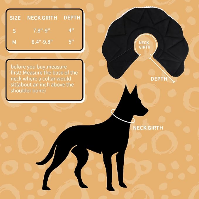 Adjustable Small Dog Cone,Soft Cat Recovery Cone Collar,Cute Cat Surgery Collar for Kitten,Puppy,Black,Medium-PawvioPets