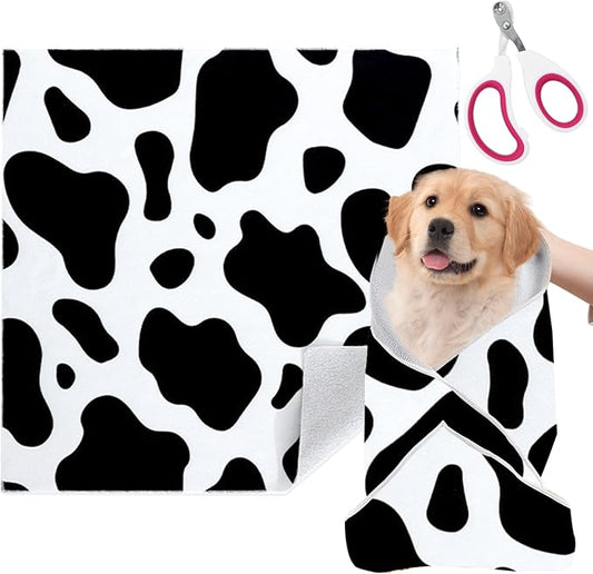 Cat Grooming Wrap for Cutting Nails with Cat Nail Clipper, Self-Adherent Wrap for Ear Cleaning, Anti-Runaway/Scratch, Cat Swaddle Wrap for Calming, Cow White-PawvioPets