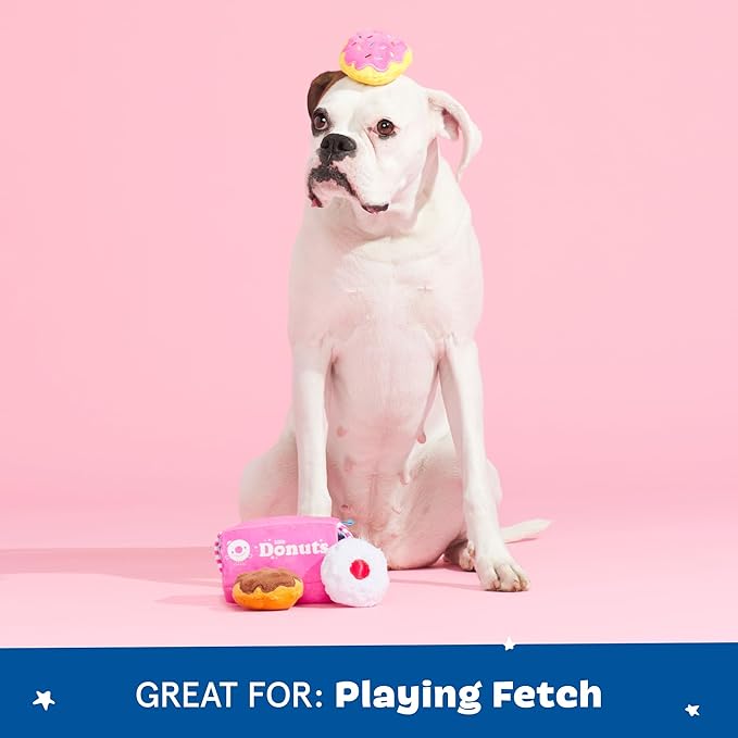 Barkbox Dog Toys – Barker’s Dozen Donuts Plush 4 in 1 Multi Part Interactive Dog Toy for Dogs & Puppies – Small-PawvioPets
