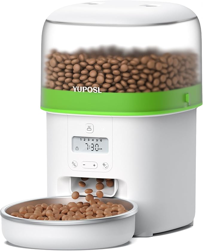Automatic Cat Feeder - 2L Cat Food Dispenser, Timed Auto Pet Feeder with 180-day Battery Life, 1-6 Meals Per Day, 1-16 Portion, Desiccant Bag Keeps Dry Food Fresh, Also for Small Dogs-PawvioPets