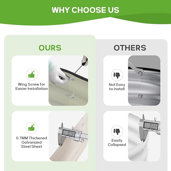 Galvanized Raised Garden Bed Outdoor - 4×2×1ft Planter Raised Beds for Gardening | Oval Metal Garden Planter Box with Safety Edging and Gloves for Vegetables Fruits and Flowers - White-PawvioPets