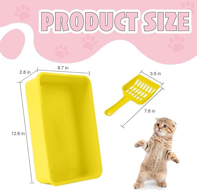 5pcs Kitten Litter Box,Open Small Cat Litter Box with 5 Scooper,Portable Small Litter Pan Low Entry Shallow Plastic Travel Toilet Litter Tray Cat Waste Tray for Small Pet Rabbit Guinea Pig Newborn Cat-PawvioPets