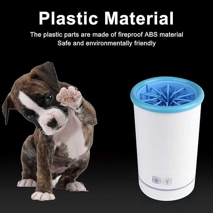 Automatic Dog Cleaner, Soft Electric Washer USB Rechargeable Portable Cleaner Cup, Dog Foot Cleaning Machine for Small to Medium Dogs Cats (White Blue)-PawvioPets
