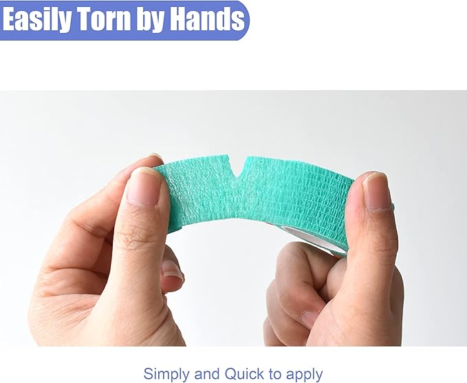 9 Pack 1" x 5 Yards Self Adhesive Bandage Wrap Self Stick Wrap for Ankle, Wrist, Finger, Sports, Breathable Cohesive Vet Tape for Pets (Middle Green)-PawvioPets