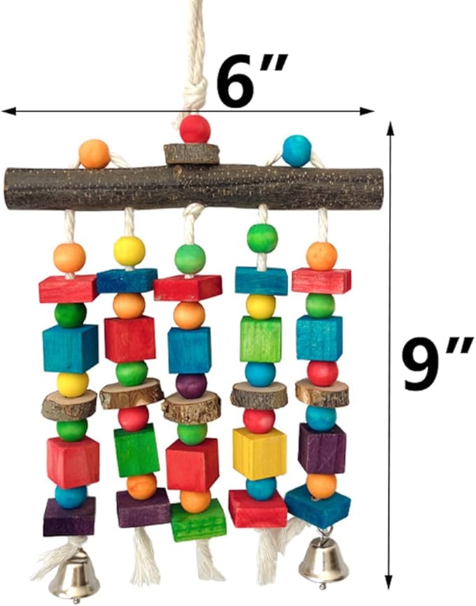 Bird Chewing Toys for Parakeet- Parrot Cage Bites, Wooden Block Cockatiel Toy for Small and Medium Parrots and Birds-PawvioPets