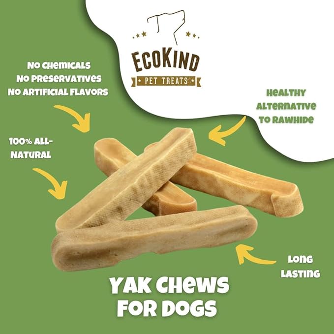 EcoKind Premium Gold Yak Cheese Himalayan Dog Chews, Dog Treats Large Breed, All Natural, High Protein, for Aggressive Chewers, Large - 2 Chews-PawvioPets
