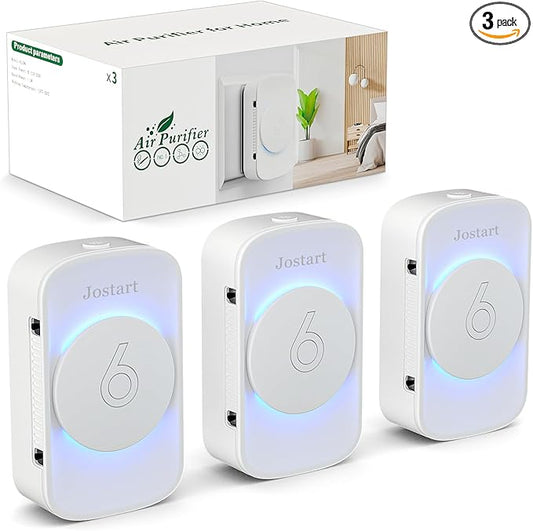 Air Ionizers for Home (3 Pack),Negative Ion Air Filter,Quiet Plug in air fresheners for Bedroom, Office, Kitchen,Garage,Portable Air Purifiers Odor, Smoke Dust, Pets, Mini Air Cleaner White-PawvioPets