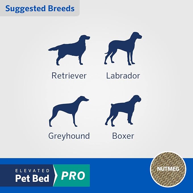 Coolaroo Pro Elevated Dog Bed - Low-Profile Access, Moisture-Resistant Cover, Breathable Fabric & Tool-Free Setup, Nutmeg, Standard-PawvioPets