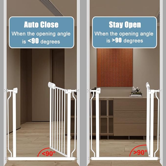 57.5-62 Inch Extra Wide Baby Gates for Stairs Doorways Pressure Mount No Drill Dog Pet Gate Automatic Close Child Safety Gate for Toddler Kids Pets-PawvioPets