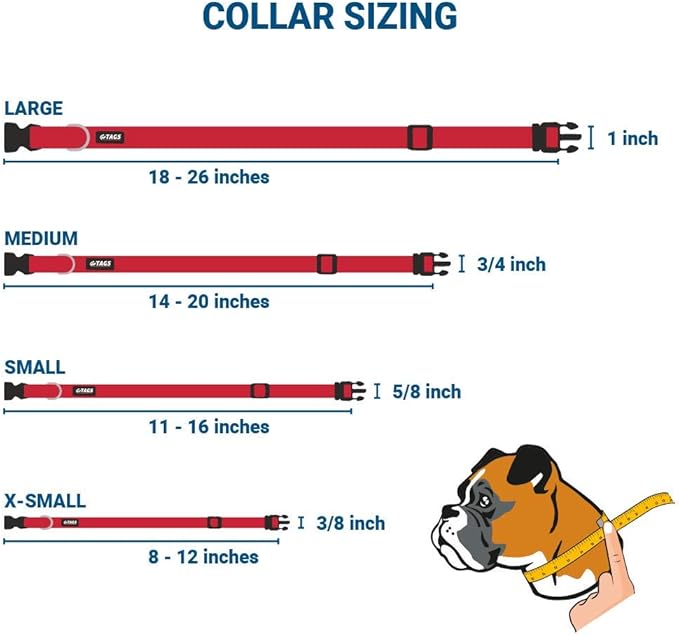 GoTags Personalized Dog Collar with Nameplate, Adjustable Dog Collar with Custom Engraved Slide On Pet ID Tag in Stainless Steel, Silent, No Noise Dog Tag for Large Medium and Small (Red, X-Small)-PawvioPets