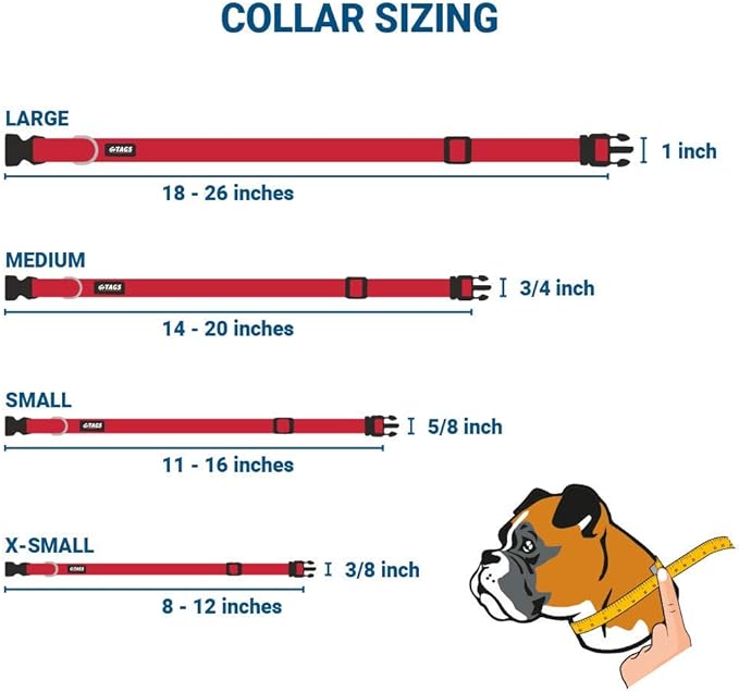 GoTags Personalized Dog Collar with Nameplate, Adjustable Dog Collar with Custom Engraved Slide On Pet ID Tag in Stainless Steel, Silent, No Noise Dog Tag for Large Medium and Small (Red, Large)-PawvioPets