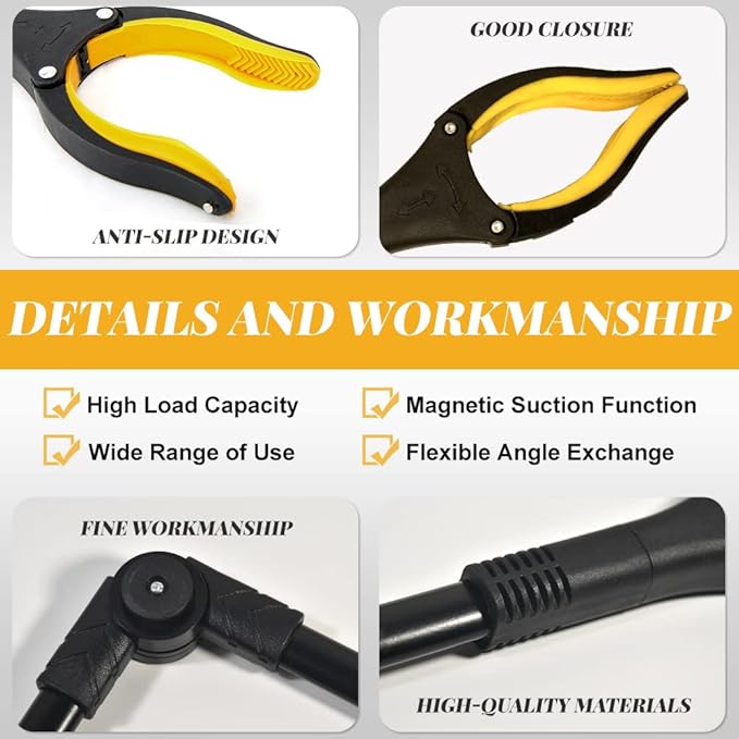 Fish Tank Accessories - 31" Aquarium Tweezers Grabber for Aquarium Landscaping Decoration Grab and Place Garbage Cleanup Foldable Gripper Multi-Function Mobility Aid Reaching Assist Tool(Yellow)-PawvioPets