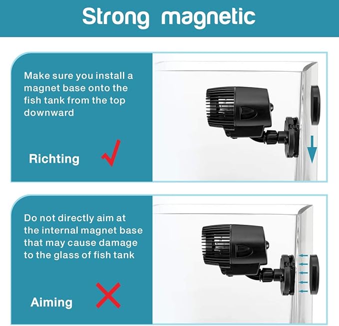 AQQA Wave Maker Pump, 2100GPH Aquarium Circulation Pump 360 Degree Rotatable Submersible Powerhead Pump with Magnet Suction Base for Marine and Freshwater Aquariums (15W)-PawvioPets