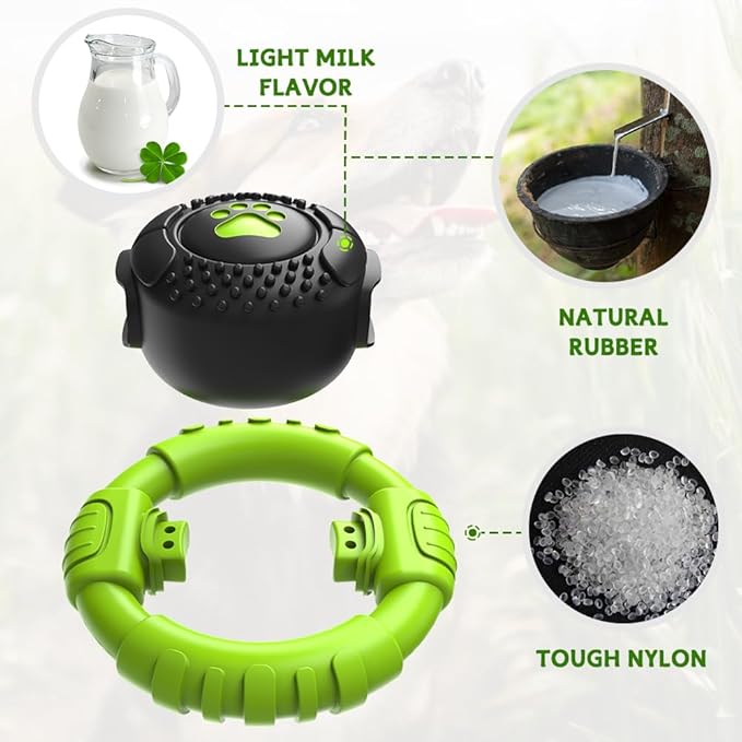 Dog Toys for Aggressive Chewers Large Medium Small Breed Indestructible Durable Tough Squeaky Dog Chew Toys to Keep Them Busy Nylon Rubber Interactive Dog Toys-PawvioPets