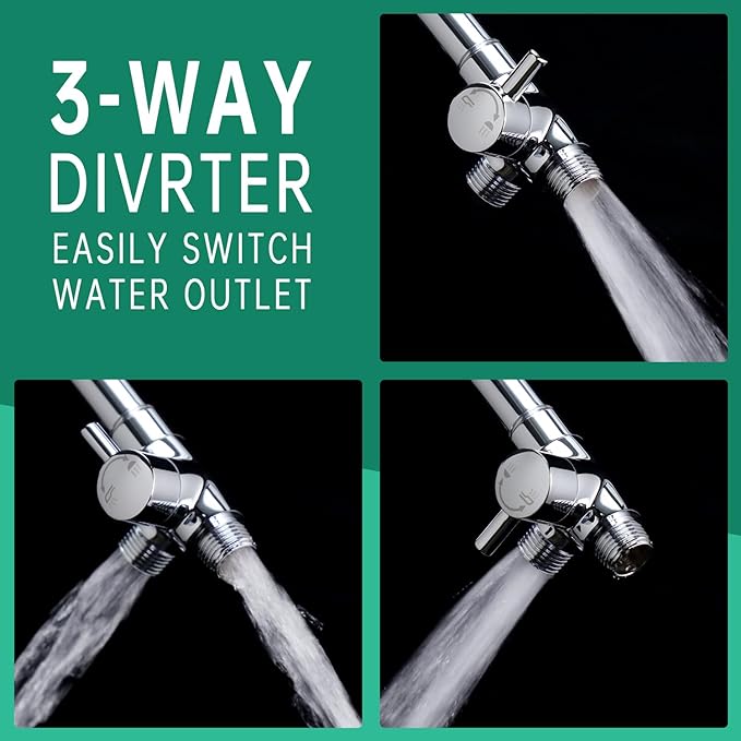 3 Mode Dog Shower Attachment, High Pressure Handheld Sprayer with ON/OFF Switch, G1/2" Metal Shower Diverter, 78 Inches Stainless Steel Hose, No Drill Hook, for Indoor Pet Bathing and Washing-PawvioPets