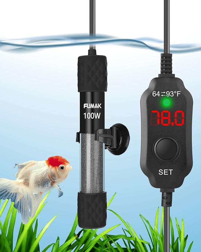 100W Adjustable Aquarium Heater Super Short Submersible Fish Tank Heater Fish Heater with LED Digital Display Thermostat, for Tanks 10-20 Gallons-PawvioPets